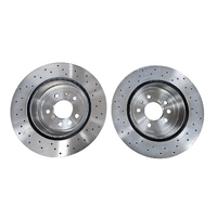 Ford AU BA BF FG Premium Brake 4 Piston Rear Cross Drilled Disc Rotor Set LH+RH FPV T-Series