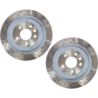 Ford AU BA BF FG Premium Brake 4 Piston Rear Cross Drilled Disc Rotor Set LH+RH FPV T-Series image